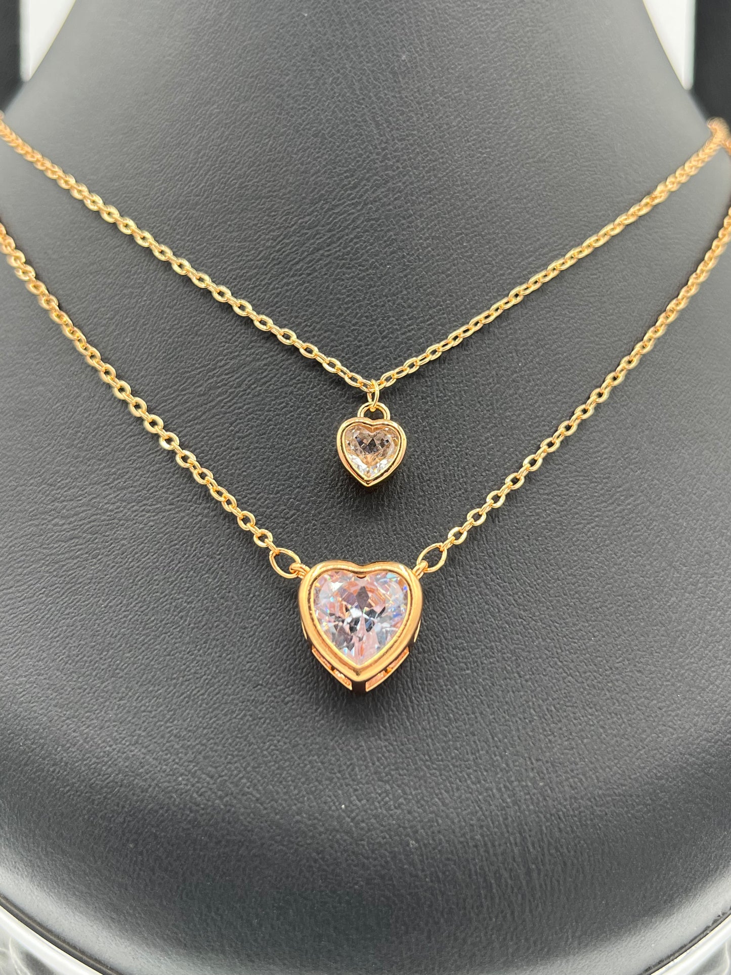 Double Heart Pendant Necklace