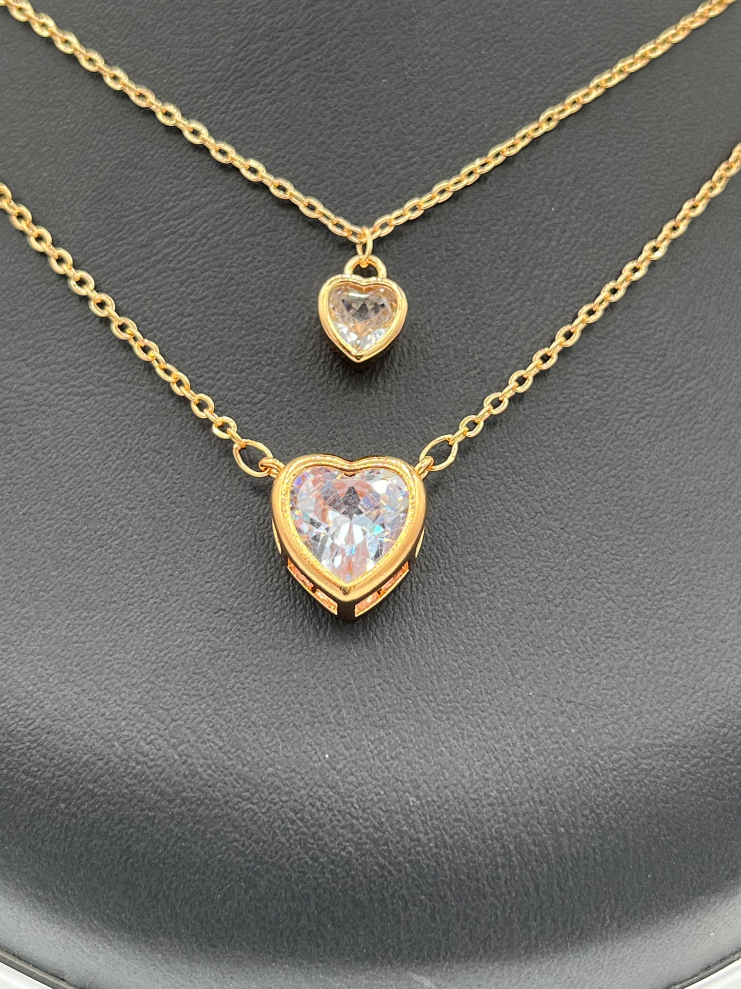 Double Heart Pendant Necklace